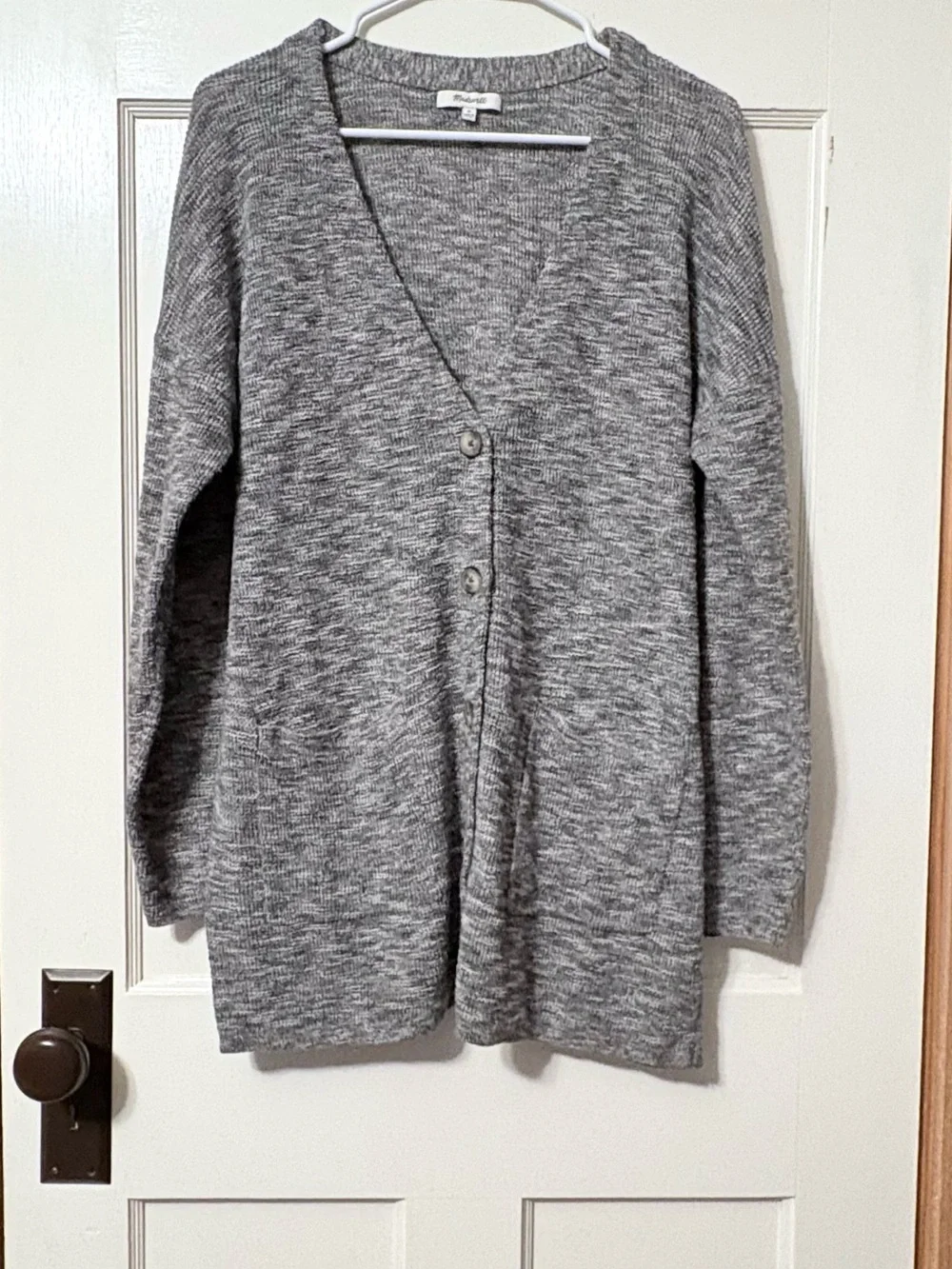 Madewell Alton Gray Marled Button-Front Knit Cardigan Sweater - Picture 2 of 5